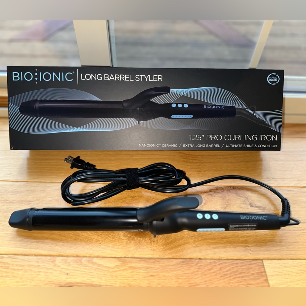 Bio Ionic Long Barrel Styler Curling Iron 1.25" with Variable Heat Setting